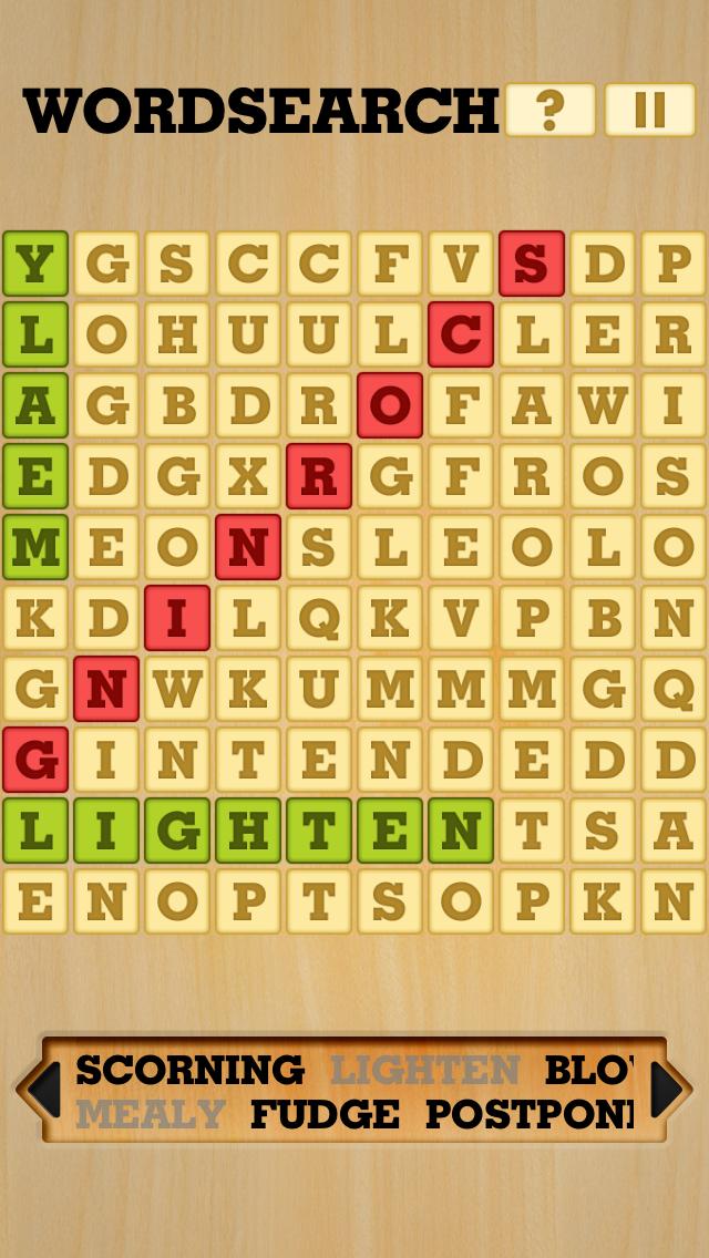 Word Search by Purple Buttons iPhone Screenshot