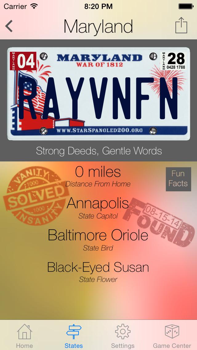 States And Plates, A License Plate Game iPhone Screenshot