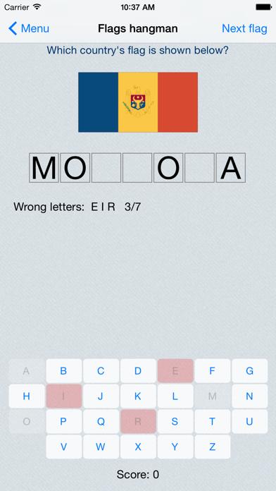 Flags hangman iPhone Screenshot