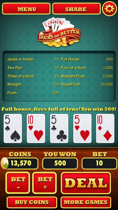 Video Poker ( Jacks or Better ) iPhone Screenshot