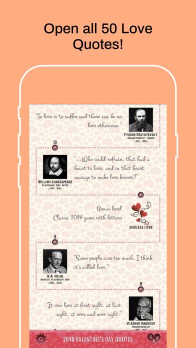 2048 Valentine’s Day Quotes iPhone Screenshot