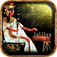 Egyptian Senet (Ancient Egypt Game) The Mysterious Soul Journey. Queen Nefertari playing match against an invisible adversary inside her tomb as a way app icon