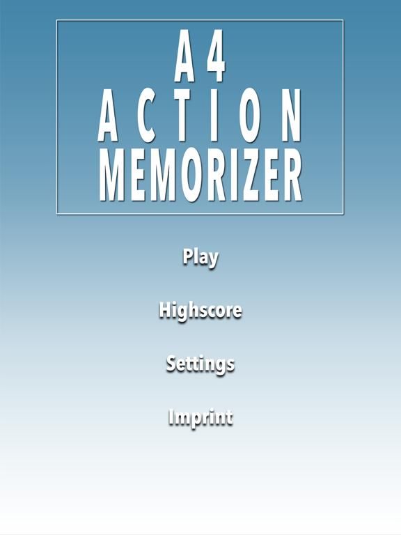 A 4 Action Memorizer game screenshot