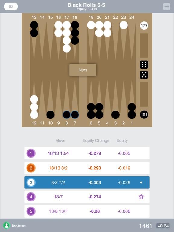 Backgammon Trivia game screenshot