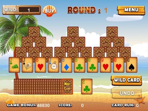 Beach Island Tri Tower Pyramid Solitaire game screenshot