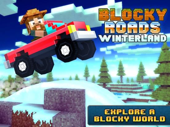 Blocky Roads Winterland game screenshot