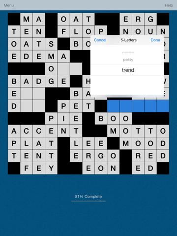 Crossword Fill-In Puzzle game screenshot