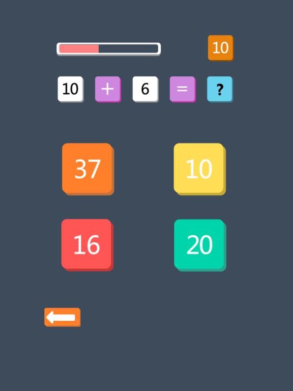 Math game screenshot