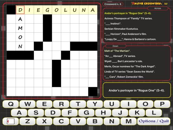 Movie Crosswords game screenshot