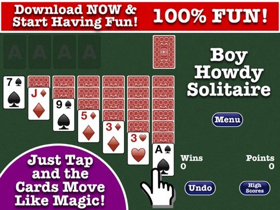 Solitaire Free by Boy Howdy Deluxe Klondike Patience Card Game with Large Print Font Text