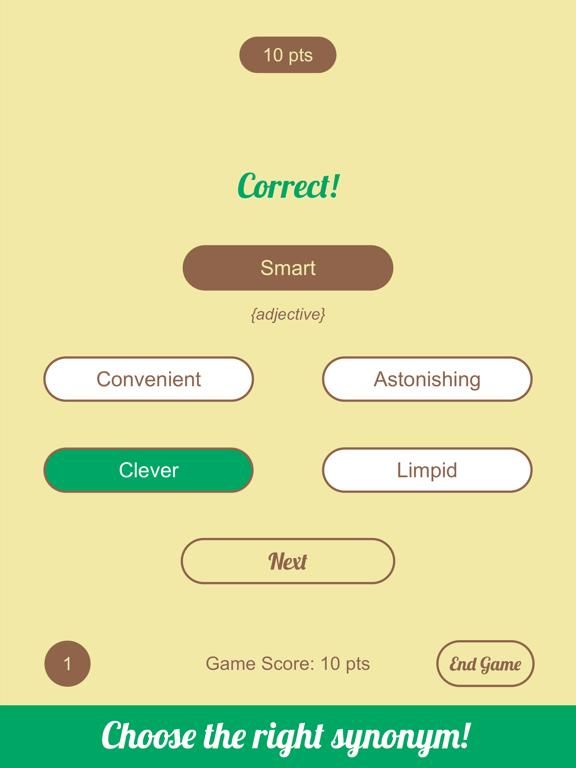 Synonyms Quiz plus Thesaurus & Dictionary game screenshot