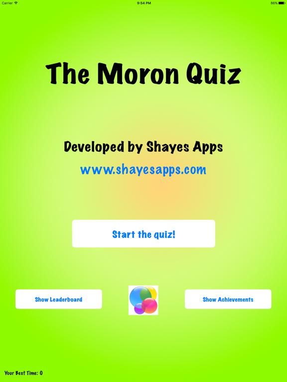 The Moron Quiz game screenshot