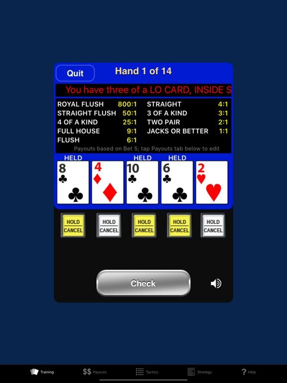 Video Poker Trainer game screenshot