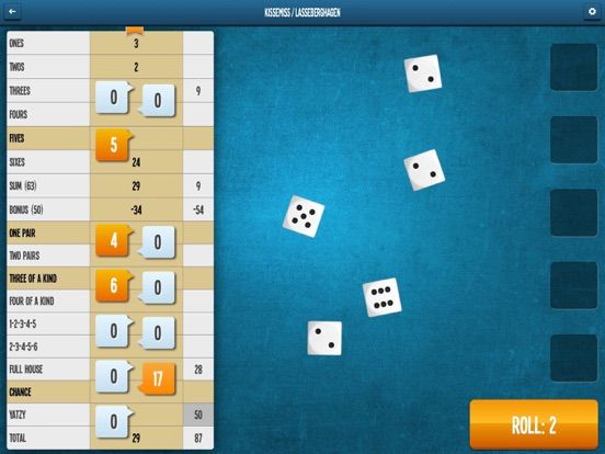 Yatzy Online game screenshot