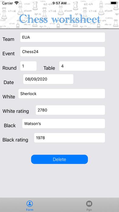 Chess worksheet iOS