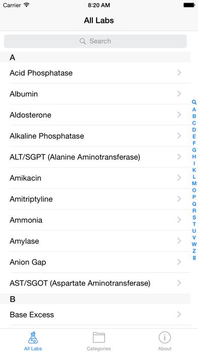 Normal Lab Values iOS