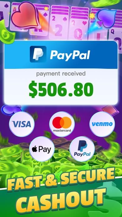 SolitaireVenture: Win Cash iPhone Screenshot
