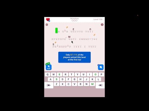 Video guide by Gameplay by Gift Codes for Games: Cryptogram Level 106 #cryptogram