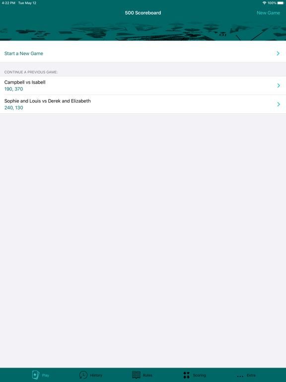 500 Scoreboard App Screenshot