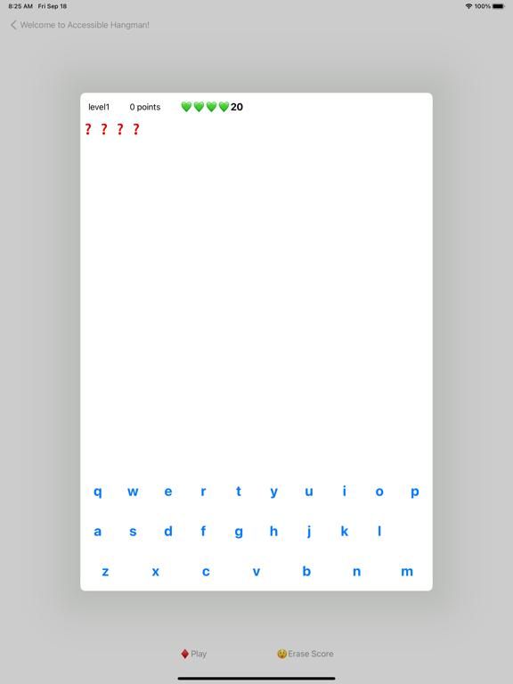 Accessible Hangman App Screenshot
