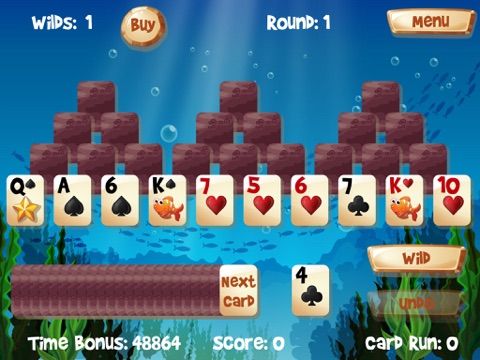 Aqua Solitaire Triple Peak Underwater Pyramid game screenshot