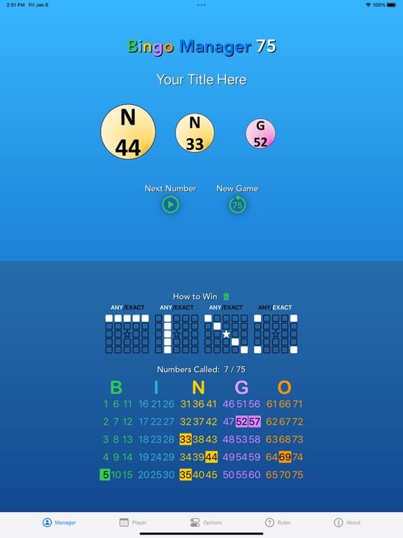 Bingo Manager App Screenshot