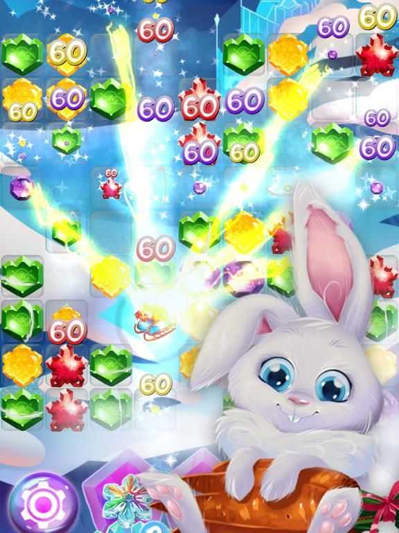 Bunny Frozen Jewels Match 3 game screenshot