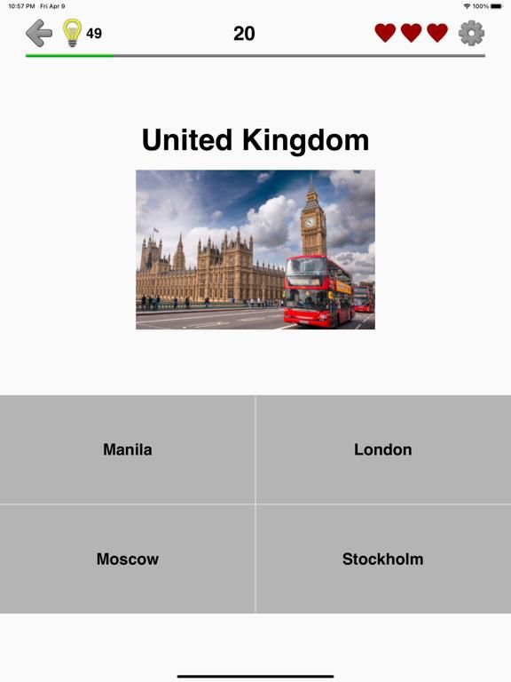 Capitals of All Countries in the World: City Quiz game screenshot