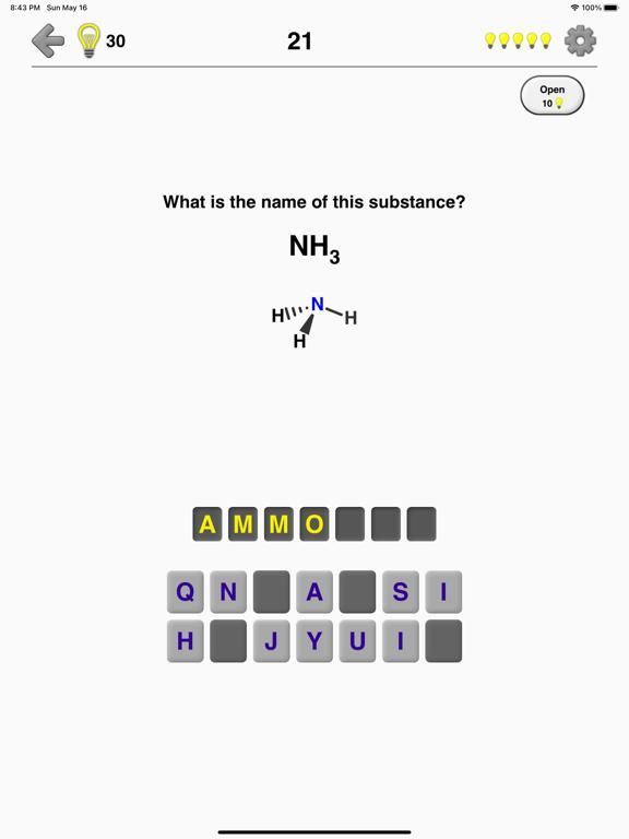 Chemical Substances: Chem-Quiz game screenshot