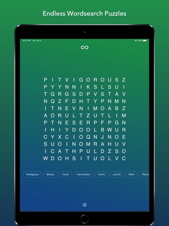 Infinity Wordsearch App Screenshot