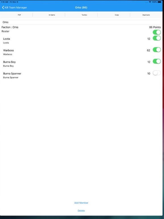 Kill Team Manager App Screenshot