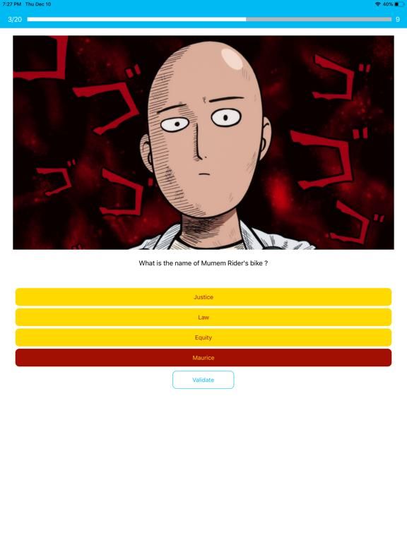 One Punch Quiz App Screenshot