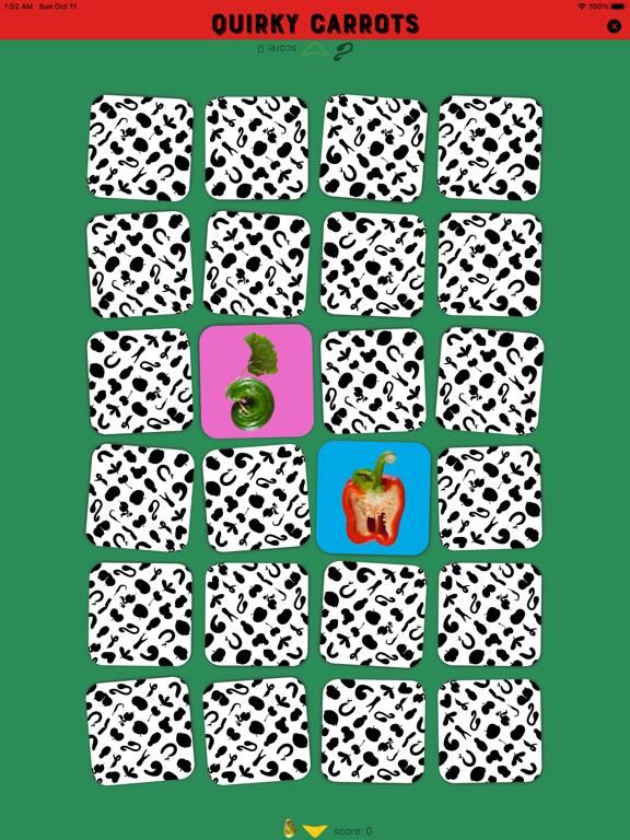 Quirky Carrots Memory Game game screenshot
