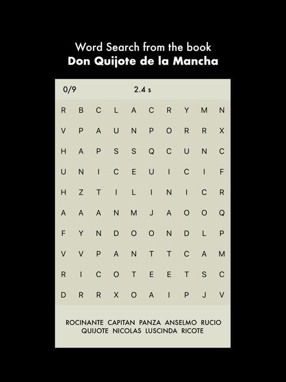 Quixote Word Search game screenshot