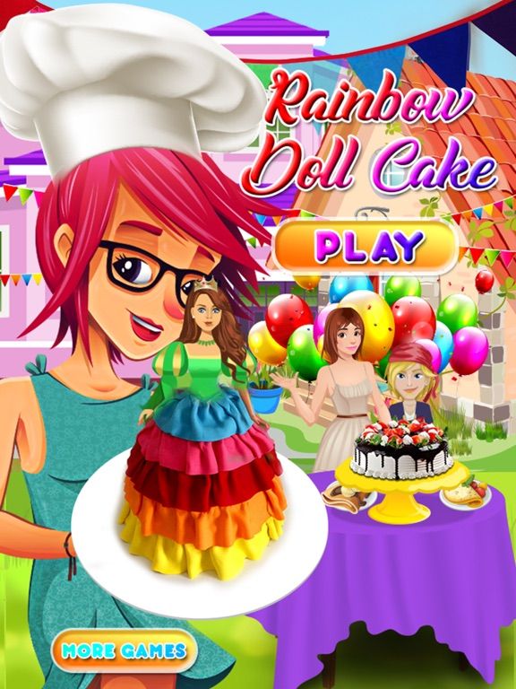 Rainbow Doll Cake Maker-Kids Make Cakes game screenshot