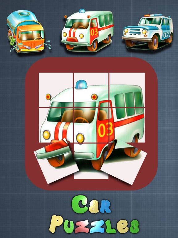 Rotate and move puzzle pieces. Exercise for the youngest children. Make a picture of the car consists of several parts. game screenshot