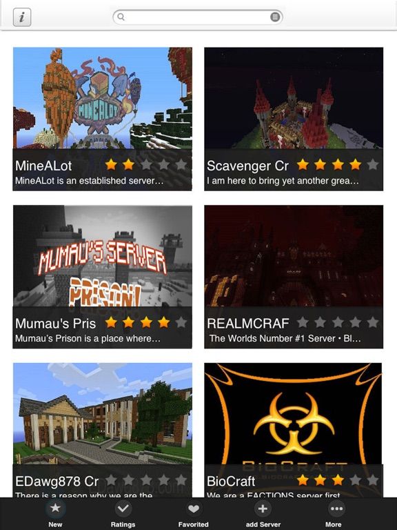 Servers for Minecraft game screenshot