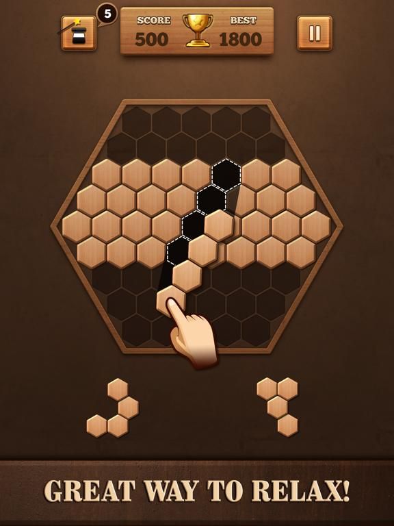 Wooden Hexagon Fit: Hexa Block game screenshot