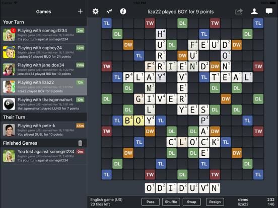 Wordfeud game screenshot
