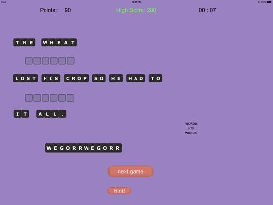 WORDS into WORDS App Screenshot