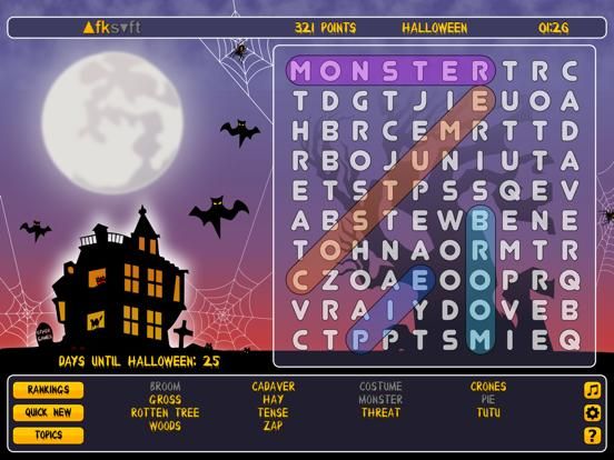 WordSearch Halloween game screenshot